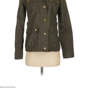 Dark Olive Green Utility Jacket with Tailored Fit and Structured Design